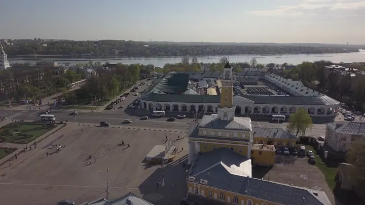 Кострома с высоты: пожарная каланча и городская площадь