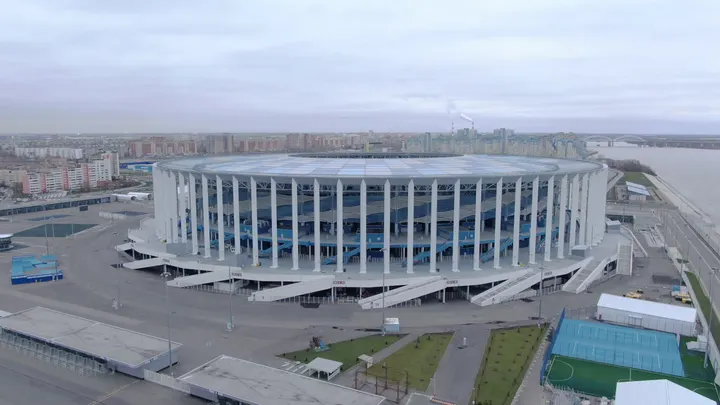 Стадион «Нижний Новгород» на Стрелке с воздуха
