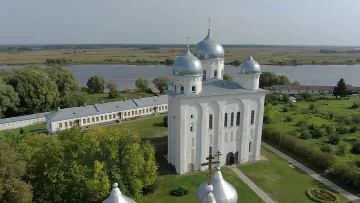 Великий Новгород: Свято-Юрьев монастырь с воздуха