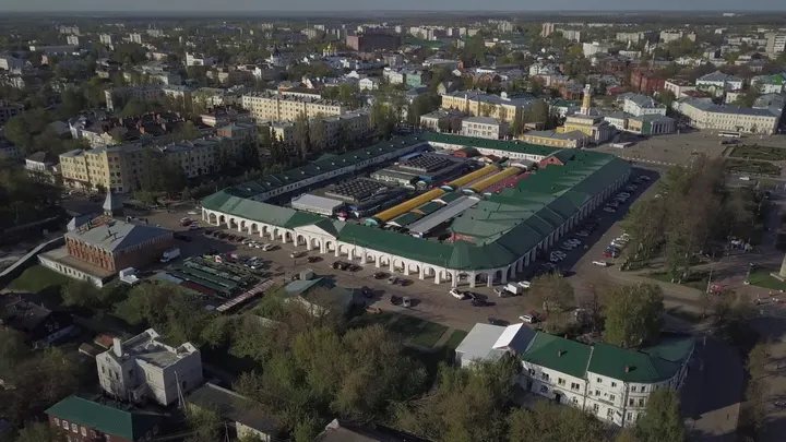 Кострома с высоты: Большие мучные ряды и городской центр