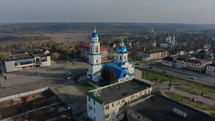 Малоярославец с высоты: Церковь Успения Пресвятой Богородицы