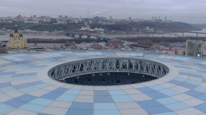 Стадион «Нижний Новгород» и панорама города с дрона