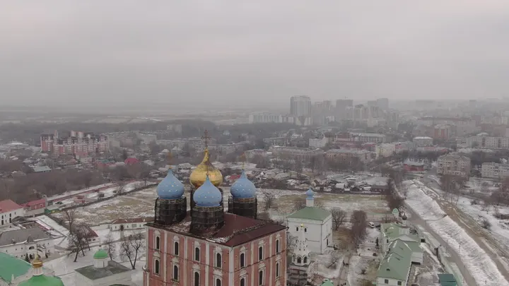 Рязанский кремль зимой с высоты дрона