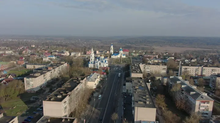 Малоярославец: Собор Казанской иконы Божией Матери в Малоярославце с высоты