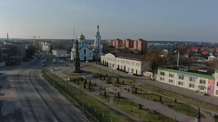 Малоярославец: Собор Казанской иконы Божией Матери с воздуха