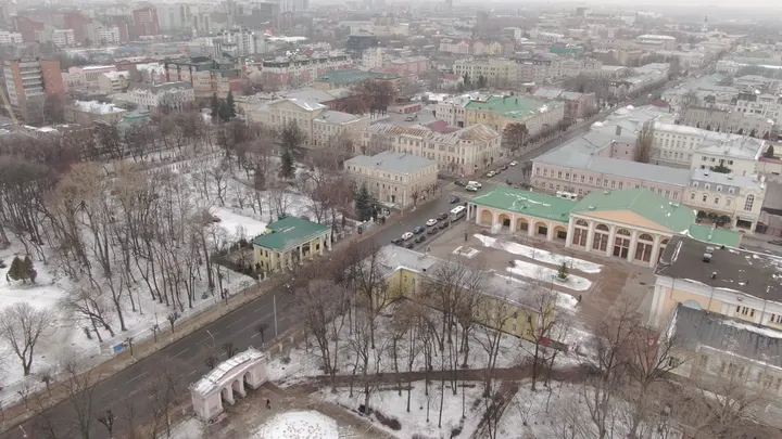 Рязань с высоты: заснеженный центр и городские улицы