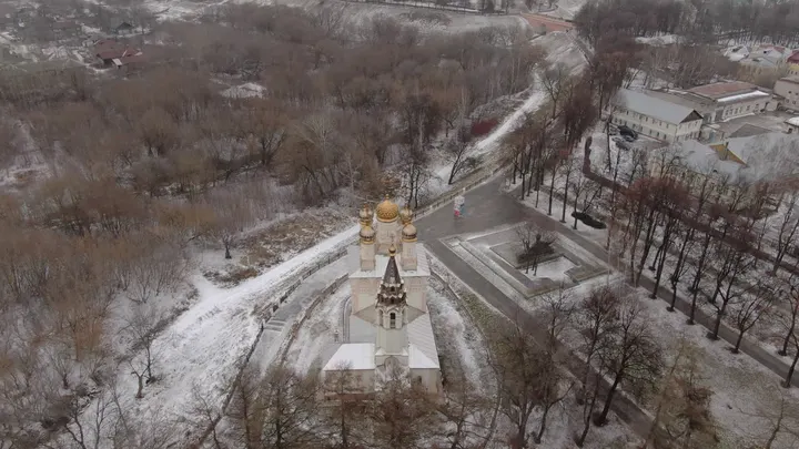 Рязанский кремль зимой с высоты дрона