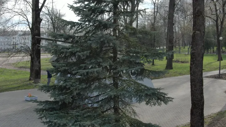 Танк-памятник в парке Рославля