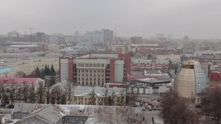 Рязань с высоты: зимняя панорама городской застройки
