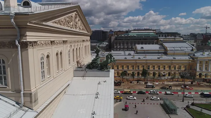 Москва, Большой театр и Театральная площадь с воздуха